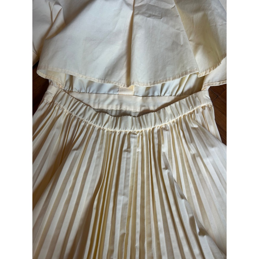 Maje Rivers Pleated‎ Dress Women's Size 3 Yellow NWT Embroidered cut on back - Picture 3 of 9